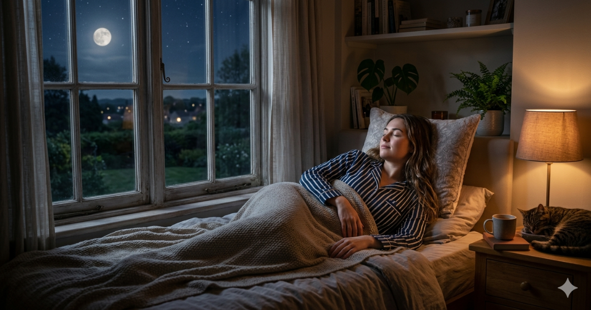 Mensagem de boa noite com Deus com ambiente tranquilo à noite
