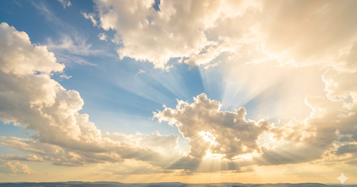 Mensagem de Deus para hoje com luz no céu e sensação de fé