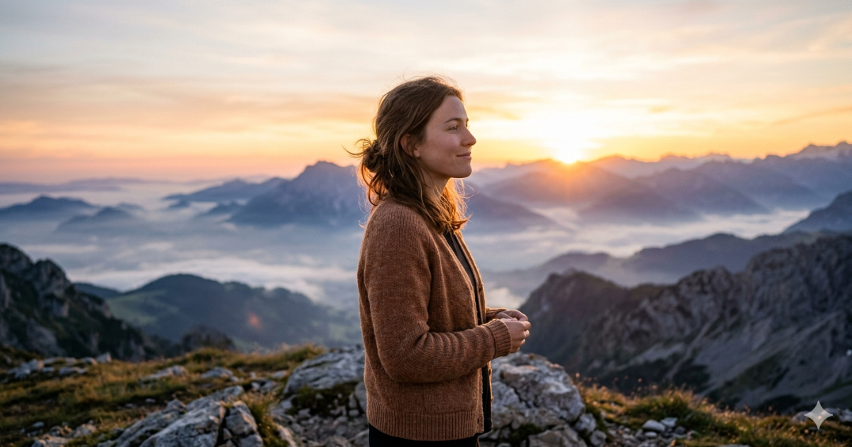 Palavra de Deus para hoje com pessoa contemplando o nascer do sol
