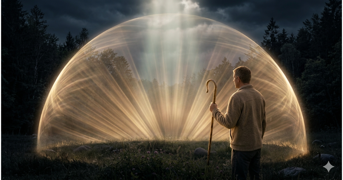 Salmo 91 com imagem de proteção divina envolvendo pessoa