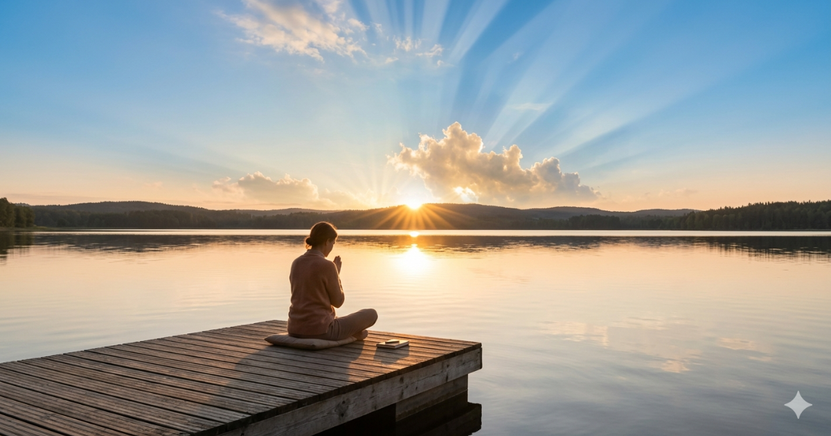 Salmo para acalmar o coração com cenário de paz e oração