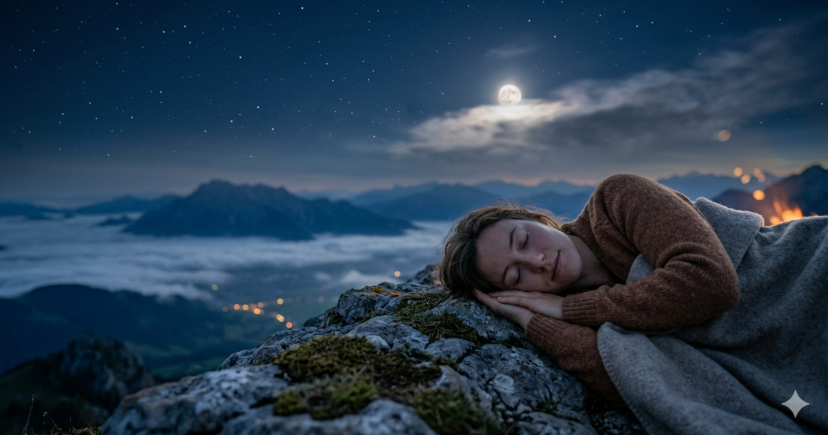 Salmo para dormir com cena tranquila à noite