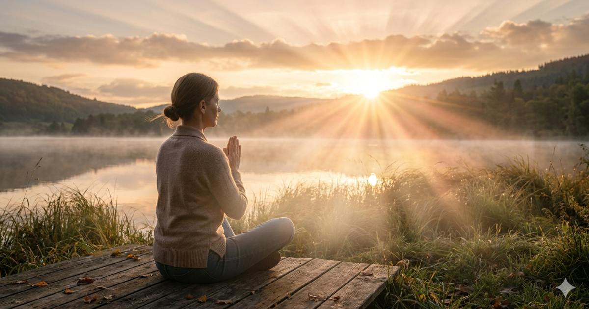 Versículo para ansiedade com pessoa em momento de paz e reflexão