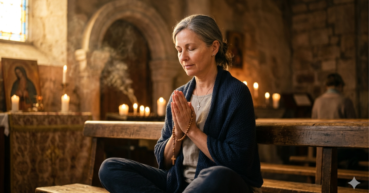 Entregue sua ansiedade a Deus com pessoa em oração buscando paz