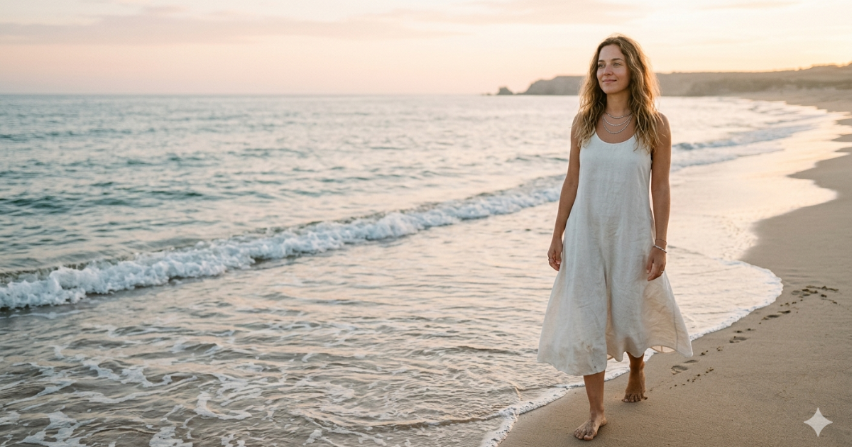 mensagem de paz para dias difíceis com esperança e conforto espiritual na praia ao amanhecer